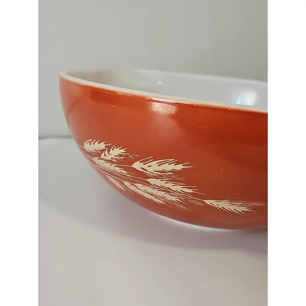 Vintage Pyrex 444 Autumn Harvest Wheat Cinderella Mixing Bowl 4 Quart